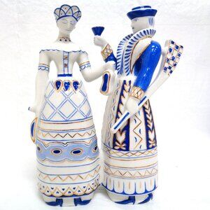 Hollóháza Porzellan Hungary Porcelain Hunting Couple Figure Hollohaza